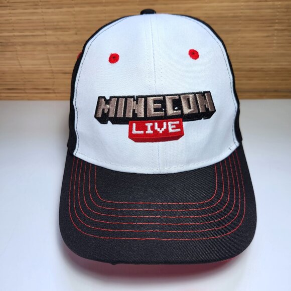 XBOX Minecon Live PlayStation Baseball Cap Hat black white red Hook & Loop Close - Picture 1 of 8